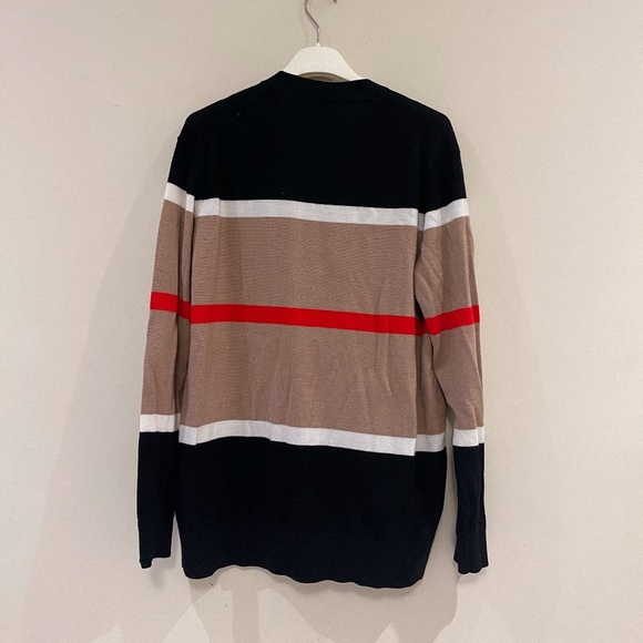 BURBERRY Tan Cashmere & Silk Striped Philippa Cardigan SzM - Picture 11 of 12